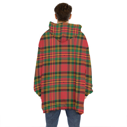 Pixel Stewart Scottish Tartan Print Hoodie Blanket