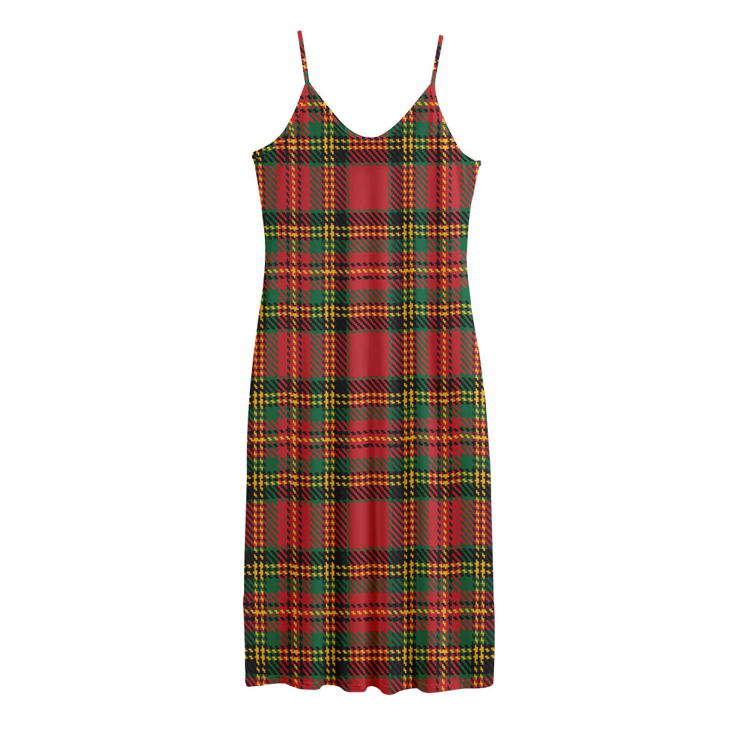 Pixel Stewart Scottish Tartan Print Jersey Midi Cami Dress