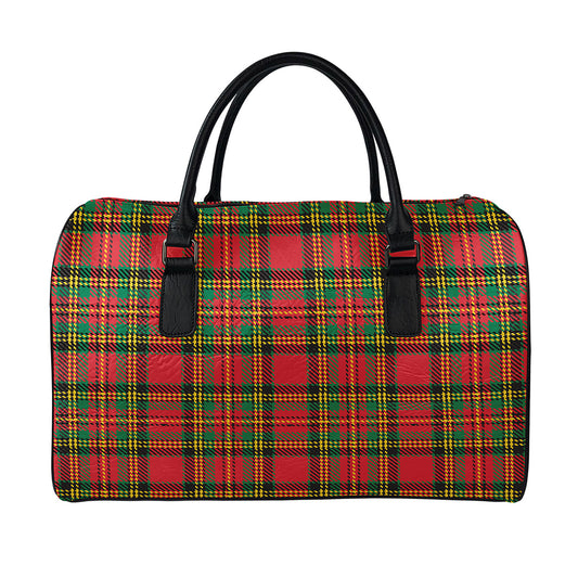 Pixel Stewart Scottish Tartan Print Leather Duffle Bag