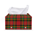 Pixel Stewart Scottish Tartan Print Leather Tissue Box Cover