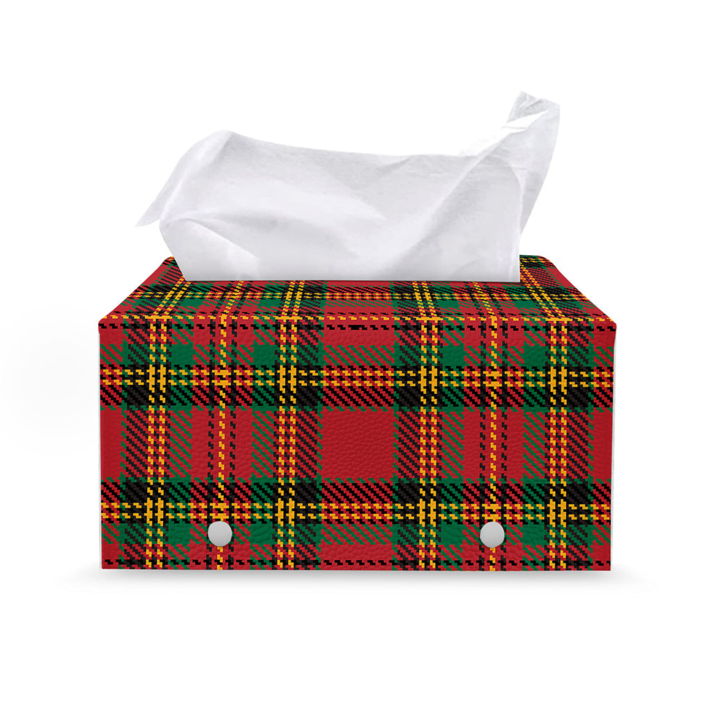 Pixel Stewart Scottish Tartan Print Leather Tissue Box Cover