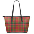 Pixel Stewart Scottish Tartan Print Leather Tote Bag With Zipper