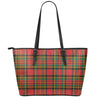 Pixel Stewart Scottish Tartan Print Leather Tote Bag