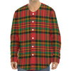 Pixel Stewart Scottish Tartan Print Long Sleeve Baseball Jersey