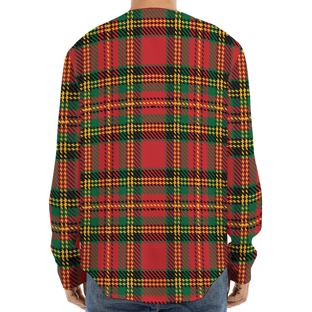 Pixel Stewart Scottish Tartan Print Long Sleeve Baseball Jersey