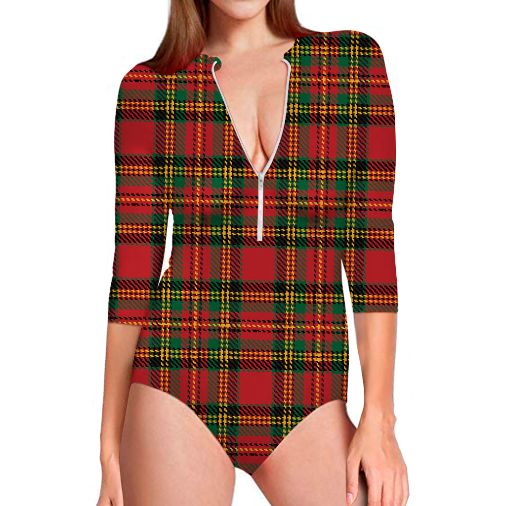 Pixel Stewart Scottish Tartan Print Long Sleeve Swimsuit