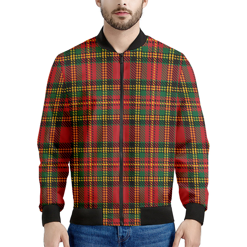 Pixel Stewart Scottish Tartan Print Men's Bomber Jacket