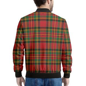 Pixel Stewart Scottish Tartan Print Men's Bomber Jacket