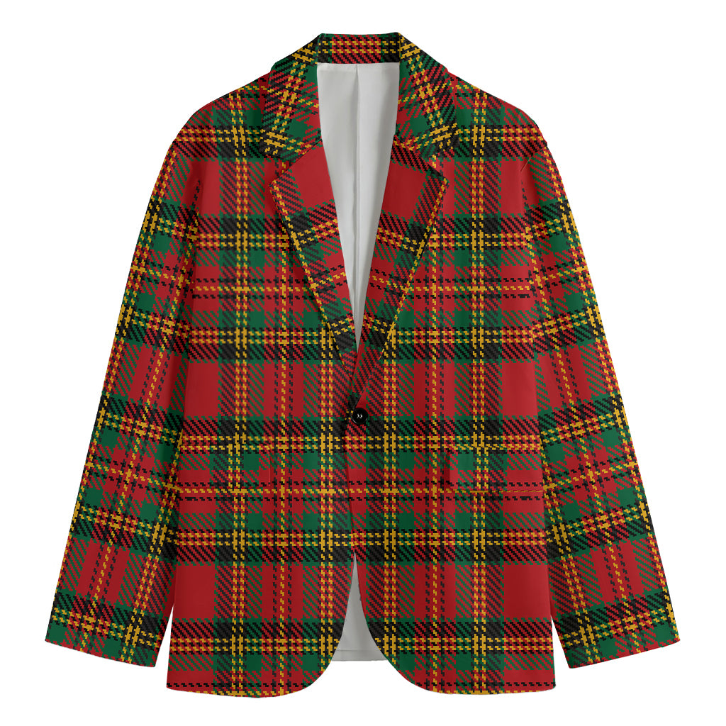 Pixel Stewart Scottish Tartan Print Men's Cotton Blazer