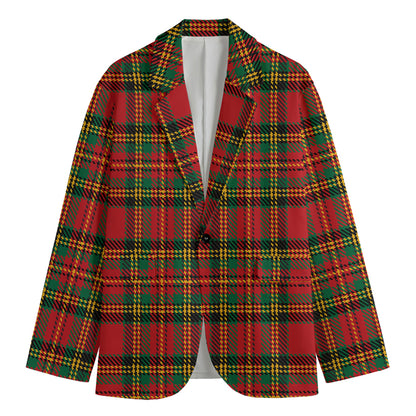 Pixel Stewart Scottish Tartan Print Men's Cotton Blazer