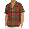 Pixel Stewart Scottish Tartan Print Men's Deep V-Neck Shirt