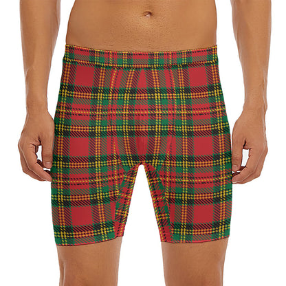 Pixel Stewart Scottish Tartan Print Men's Long Boxer Briefs