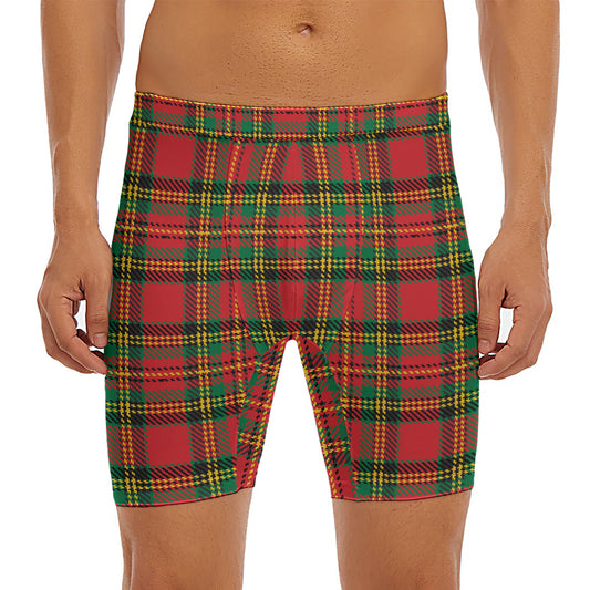 Pixel Stewart Scottish Tartan Print Men's Long Boxer Briefs