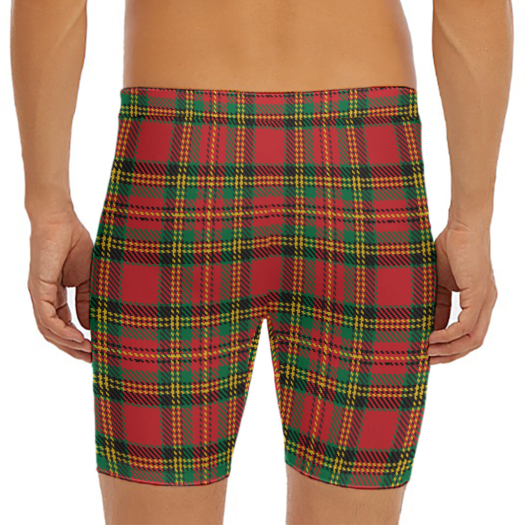 Pixel Stewart Scottish Tartan Print Men's Long Boxer Briefs