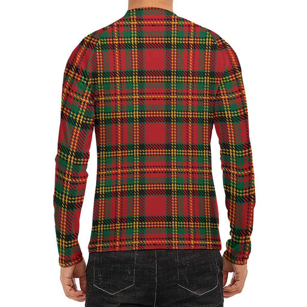 Pixel Stewart Scottish Tartan Print Men's Long Sleeve Rash Guard