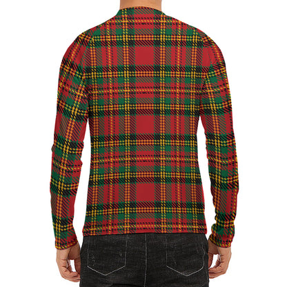 Pixel Stewart Scottish Tartan Print Men's Long Sleeve Rash Guard