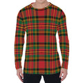 Pixel Stewart Scottish Tartan Print Men's Long Sleeve T-Shirt