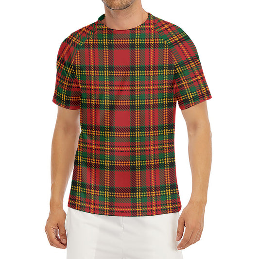Pixel Stewart Scottish Tartan Print Men's Short Sleeve Rash Guard
