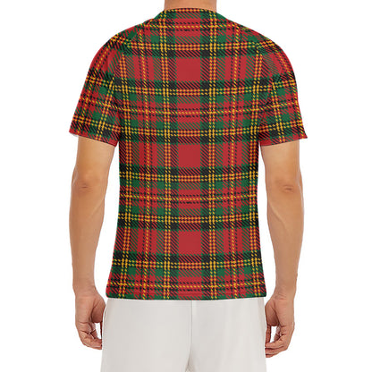 Pixel Stewart Scottish Tartan Print Men's Short Sleeve Rash Guard