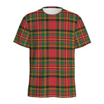 Pixel Stewart Scottish Tartan Print Men's Sports T-Shirt