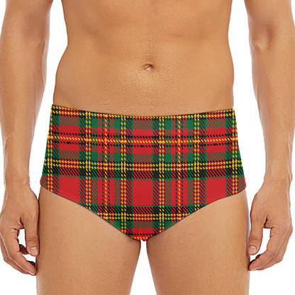 Pixel Stewart Scottish Tartan Print Men's Triangle Swim Briefs