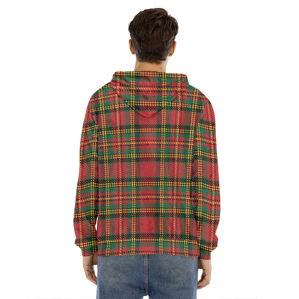 Pixel Stewart Scottish Tartan Print Men's Velvet Pullover Hoodie