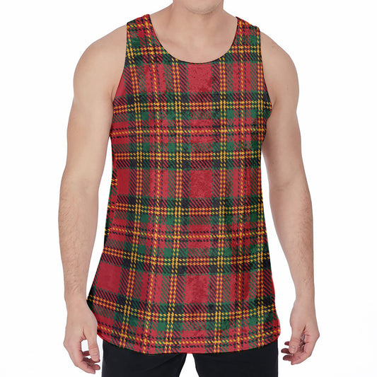 Pixel Stewart Scottish Tartan Print Men's Velvet Tank Top