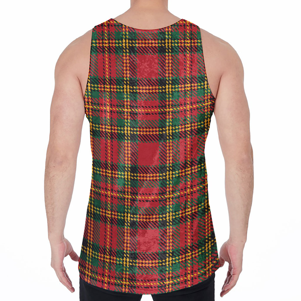 Pixel Stewart Scottish Tartan Print Men's Velvet Tank Top