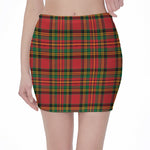 Pixel Stewart Scottish Tartan Print Pencil Mini Skirt