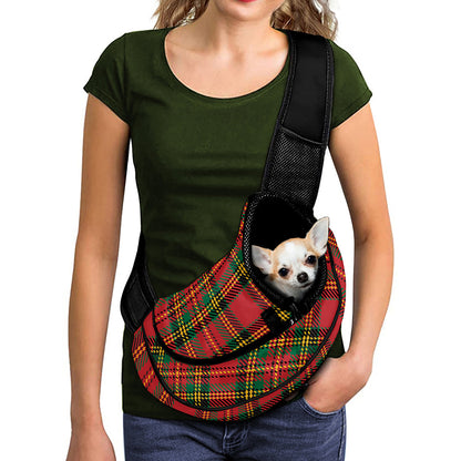 Pixel Stewart Scottish Tartan Print Pet Sling Carrier
