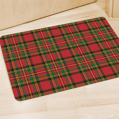 Pixel Stewart Scottish Tartan Print Polyester Doormat
