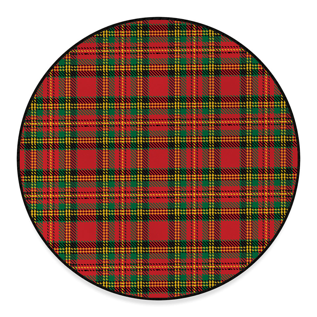 Pixel Stewart Scottish Tartan Print Round Floor Mat