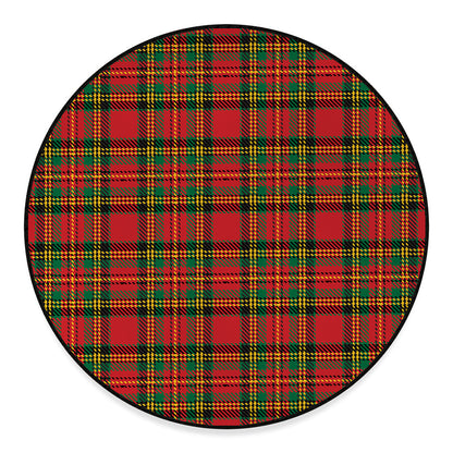 Pixel Stewart Scottish Tartan Print Round Floor Mat