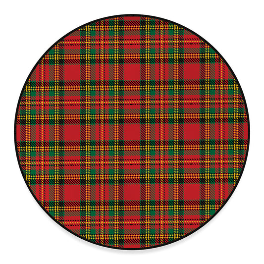 Pixel Stewart Scottish Tartan Print Round Floor Mat