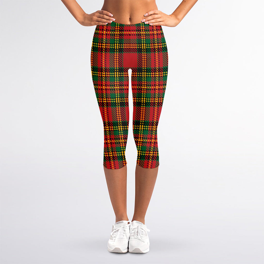 Pixel Stewart Scottish Tartan Print Women's Capri Leggings
