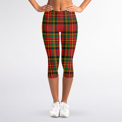 Pixel Stewart Scottish Tartan Print Women's Capri Leggings