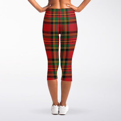 Pixel Stewart Scottish Tartan Print Women's Capri Leggings