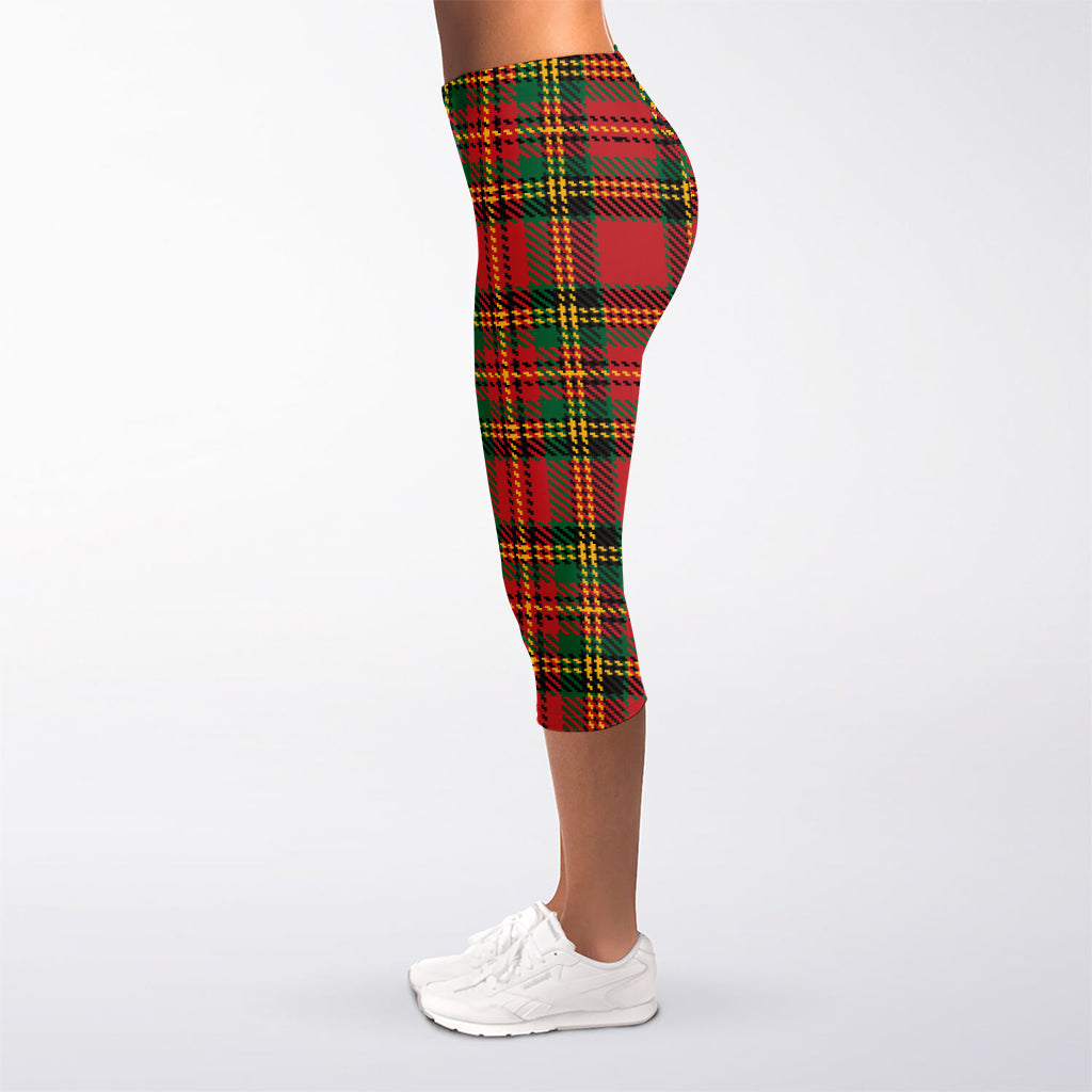 Pixel Stewart Scottish Tartan Print Women's Capri Leggings