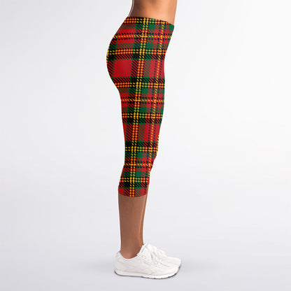 Pixel Stewart Scottish Tartan Print Women's Capri Leggings