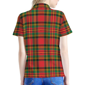 Pixel Stewart Scottish Tartan Print Women's Polo Shirt