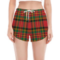 Pixel Stewart Scottish Tartan Print Women's Split Running Shorts