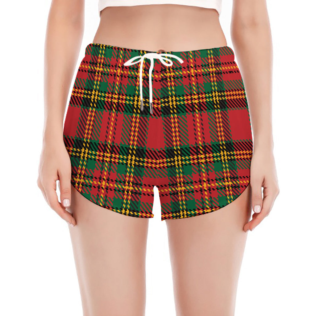 Pixel Stewart Scottish Tartan Print Women's Split Running Shorts