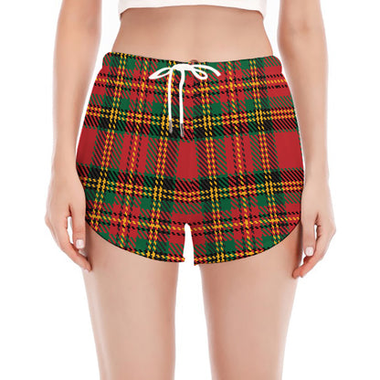 Pixel Stewart Scottish Tartan Print Women's Split Running Shorts
