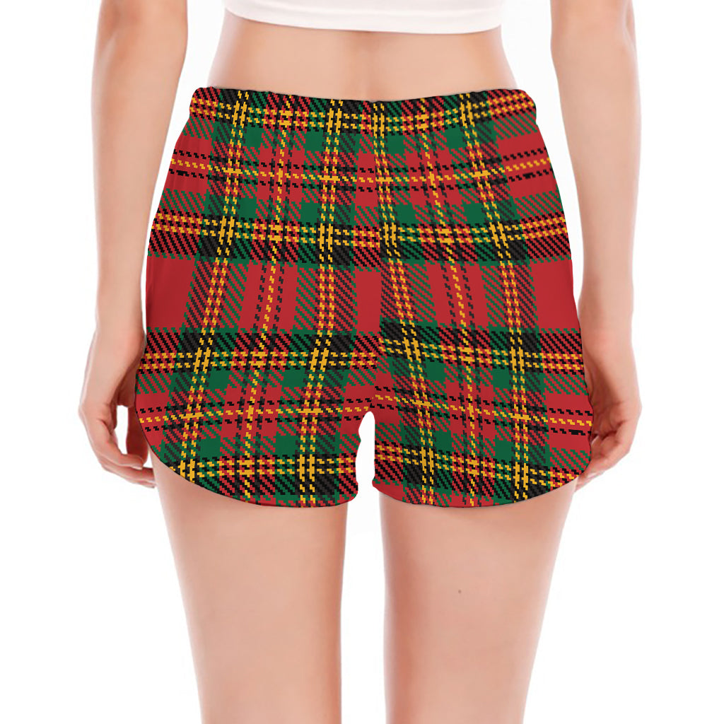 Pixel Stewart Scottish Tartan Print Women's Split Running Shorts