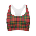 Pixel Stewart Scottish Tartan Print Women's Sports Bra