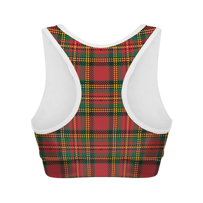 Pixel Stewart Scottish Tartan Print Women's Sports Bra