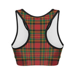 Pixel Stewart Scottish Tartan Print Women's Sports Bra