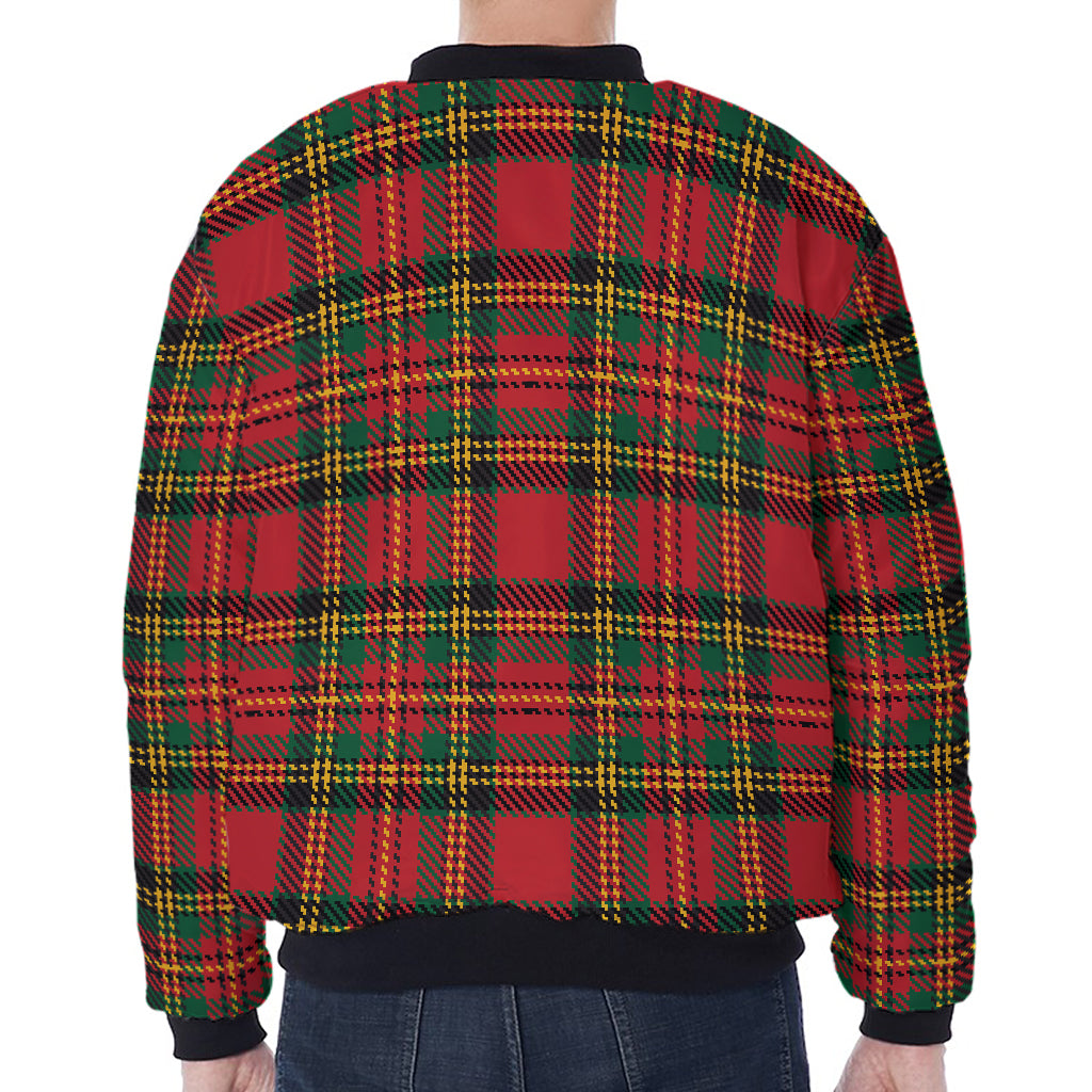Pixel Stewart Scottish Tartan Print Zip Sleeve Bomber Jacket