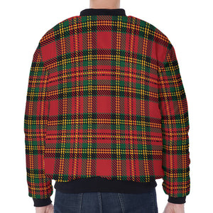 Pixel Stewart Scottish Tartan Print Zip Sleeve Bomber Jacket