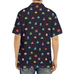 Pixel UFO Aliens Pattern Print Aloha Shirt